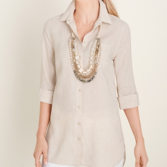 Chico's Tops - No Iron Linen Shirttail High Low Tunic